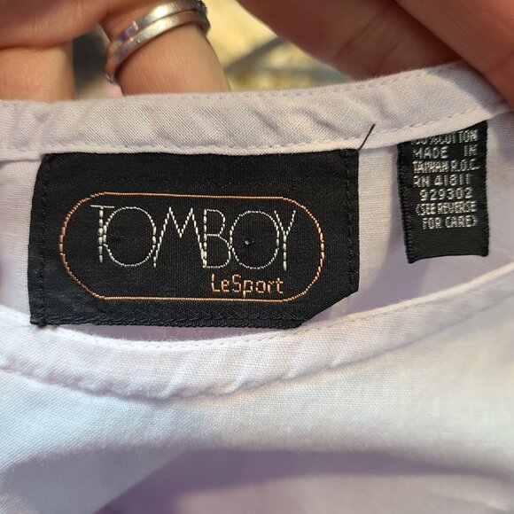 VTG Tomboy Le Sport Boxy Top 90s Lilac Purple Preppy Resort Vacation Oversized - Picture 6 of 8